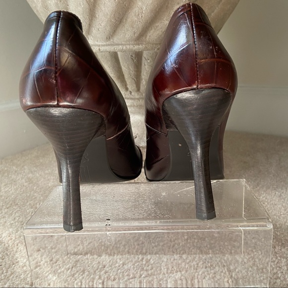 Steve Madden Brown Faux Croc high heel loafers - Picture 5 of 6